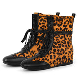 Round Toe Lace-up Boxing Ankle Boots