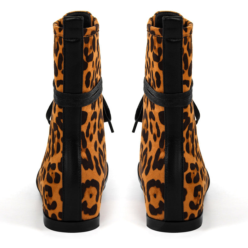 Round Toe Lace-up Boxing Ankle Boots
