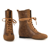 Round Toe Lace-up Boxing Ankle Boots