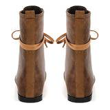 Round Toe Lace-up Boxing Ankle Boots