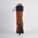 Pointed Toe Stiletto Heel Lace Up Boots
