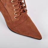 Pointed Toe Stiletto Heel Lace Up Boots