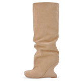 Peep Toe Wedge Suede Boots