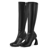 Round Toe Chunky Heel Boots