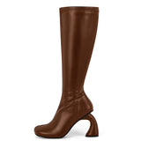 Round Toe Chunky Heel Boots