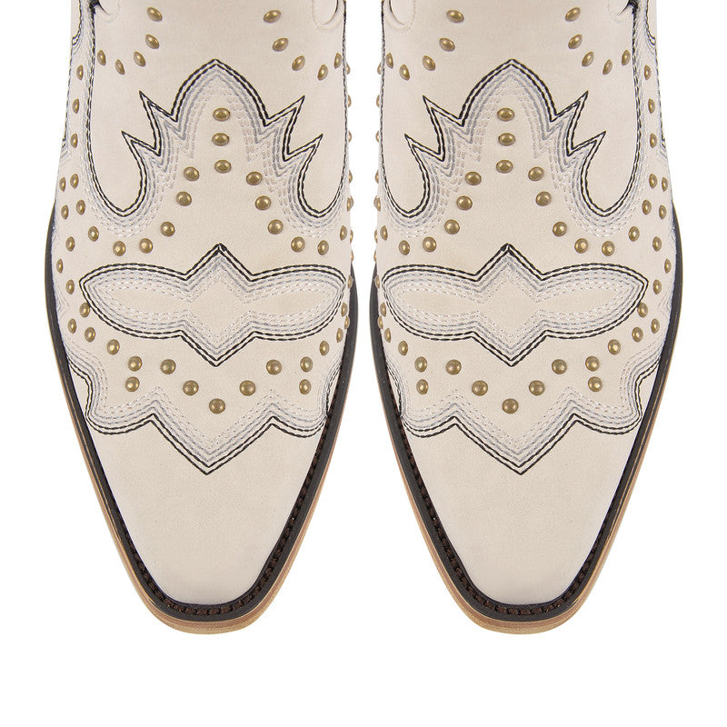 Pointed Toe Embroidered Block Heel Western Boots