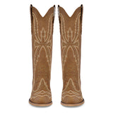 Pointed Toe Embroidered Block Heel Western Boots