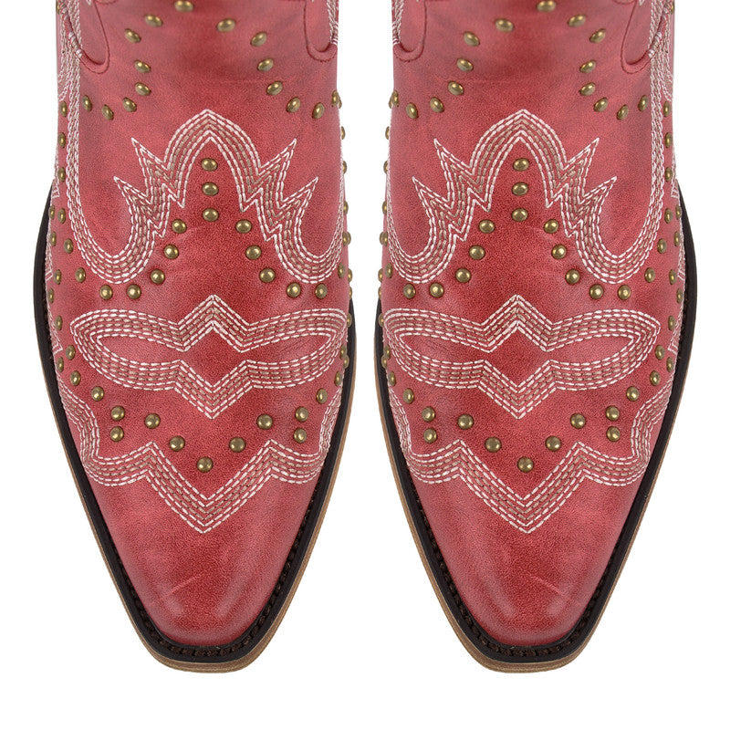 Pointed Toe Embroidered Block Heel Western Boots