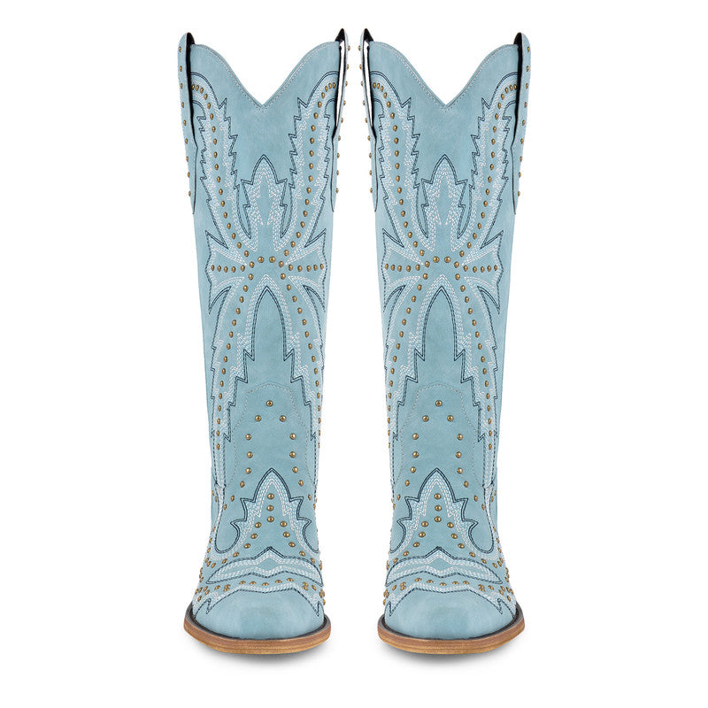 Pointed Toe Embroidered Block Heel Western Boots