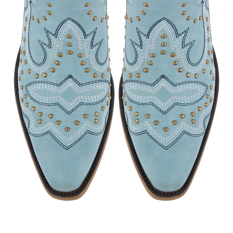 Pointed Toe Embroidered Block Heel Western Boots