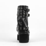 Patent Leather Platform Buckle Strap Ankle Boots