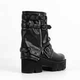 Patent Leather Platform Buckle Strap Ankle Boots