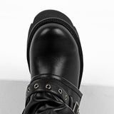 Patent Leather Platform Buckle Strap Ankle Boots