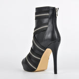 Zipper Peep Toe Platform Ankle Boots