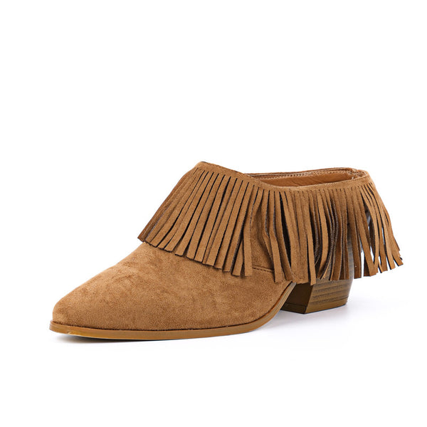 Pointed Toe Tassel Ankle Boots