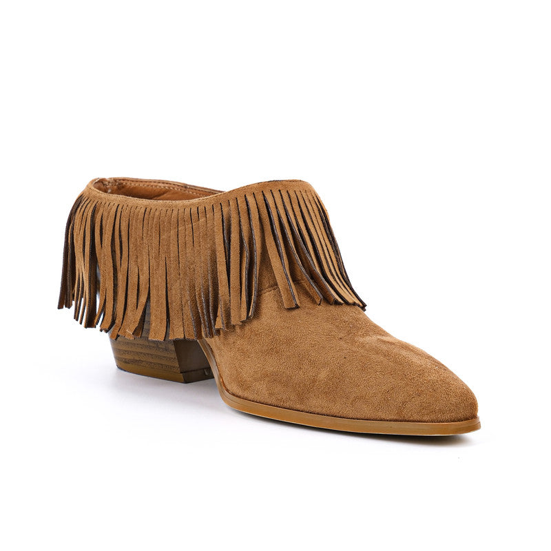 Pointed Toe Tassel Ankle Boots