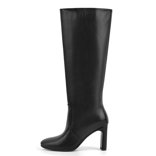 Rounted Toe High Heel Boots