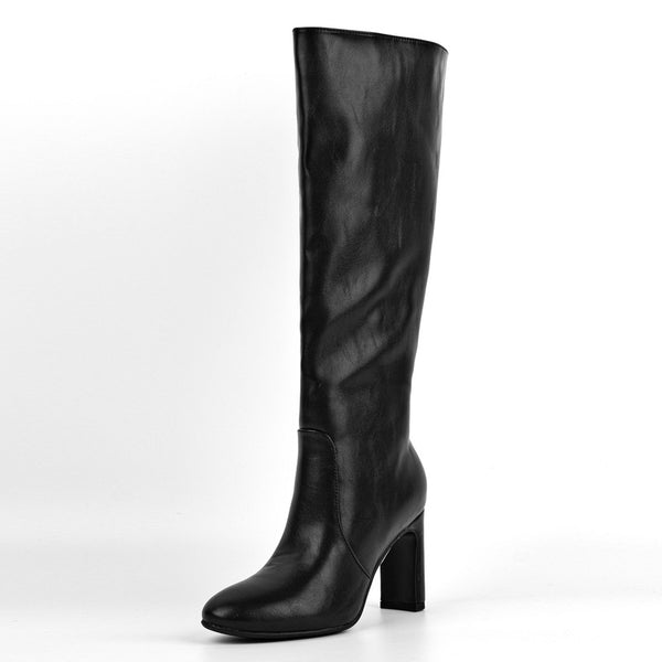 Rounted Toe High Heel Boots