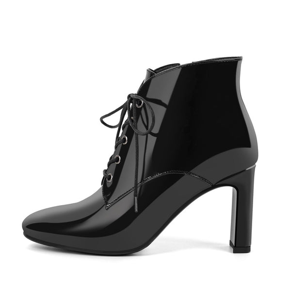 Pointed Toe Laces Up Ankle Boots