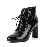 Pointed Toe Laces Up Ankle Boots