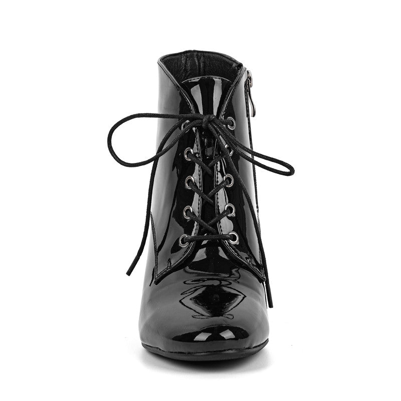 Pointed Toe Laces Up Ankle Boots