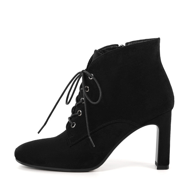 Pointed Toe Laces Up Ankle Boots