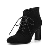 Pointed Toe Laces Up Ankle Boots