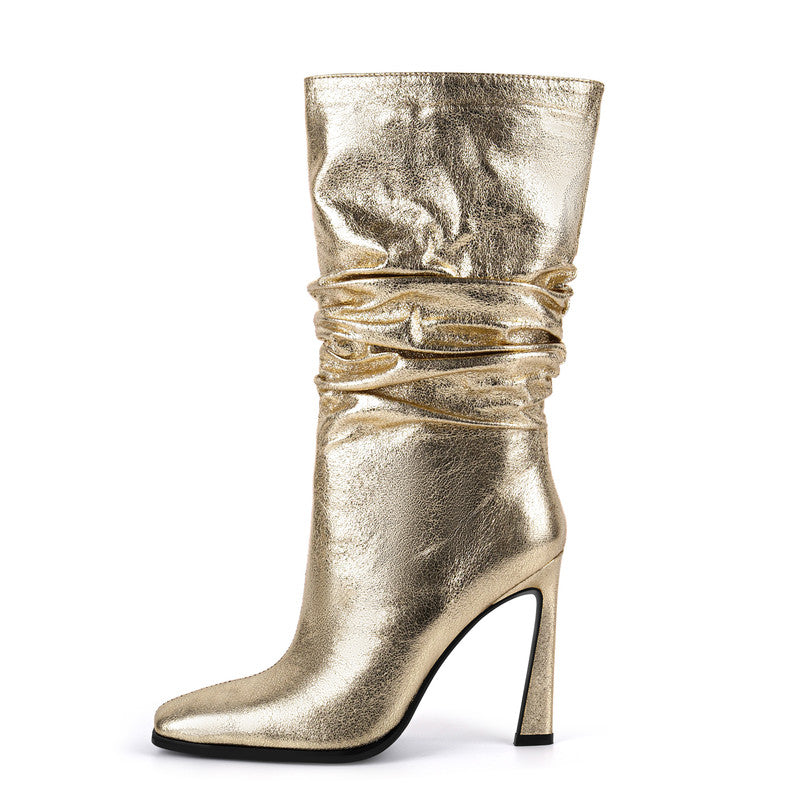 Square Toe High Heels Boots