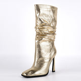 Square Toe High Heels Boots