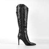 Poined Toe Patent Leather Knee High Boots