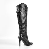 Poined Toe Patent Leather Knee High Boots