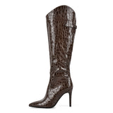 Poined Toe Patent Leather Knee High Boots