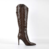 Poined Toe Patent Leather Knee High Boots