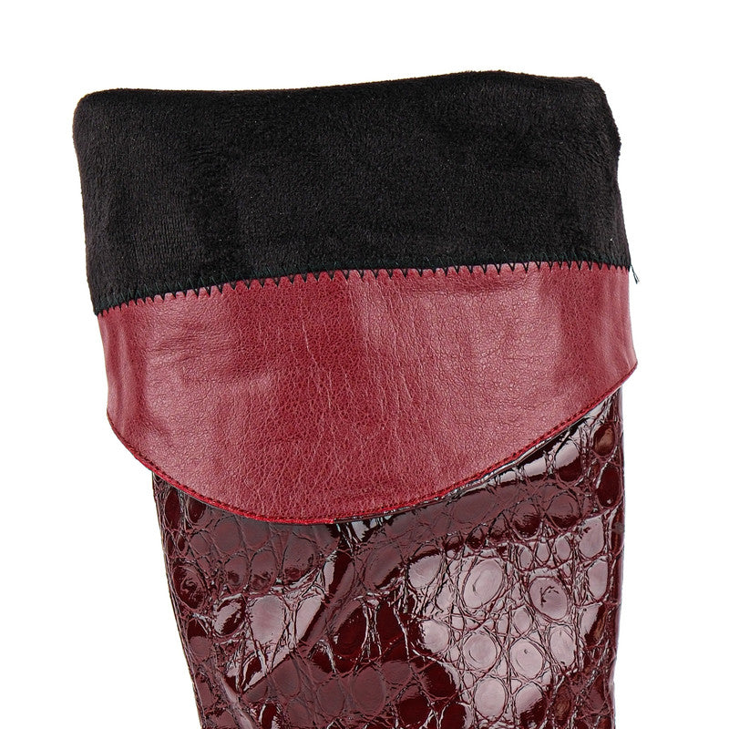 Poined Toe Patent Leather Knee High Boots