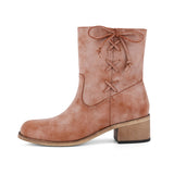 Round Toe Zipper Ankle Boots