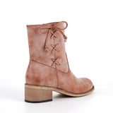 Round Toe Zipper Ankle Boots