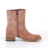 Round Toe Zipper Ankle Boots
