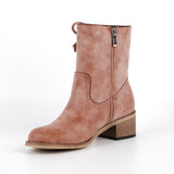 Round Toe Zipper Ankle Boots