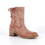 Round Toe Zipper Ankle Boots