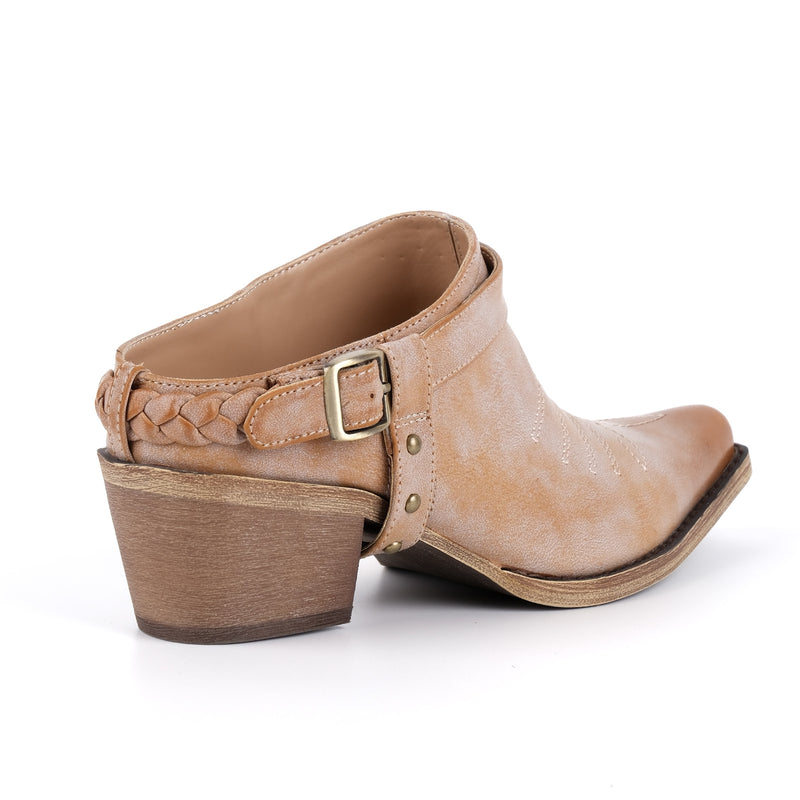 Poined Toe Buckle Ankle Boots
