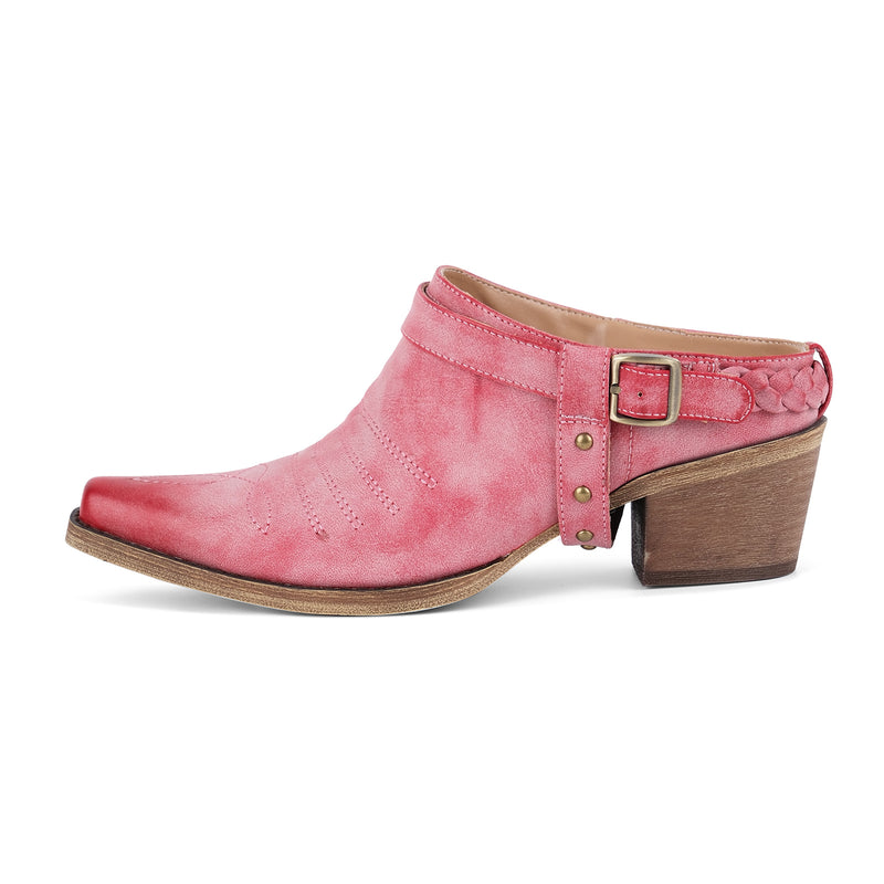 Poined Toe Buckle Ankle Boots