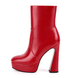 Round Toe Platform Chunky Heel Ankle Boots