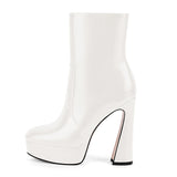 Round Toe Platform Chunky Heel Ankle Boots