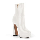 Round Toe Platform Chunky Heel Ankle Boots