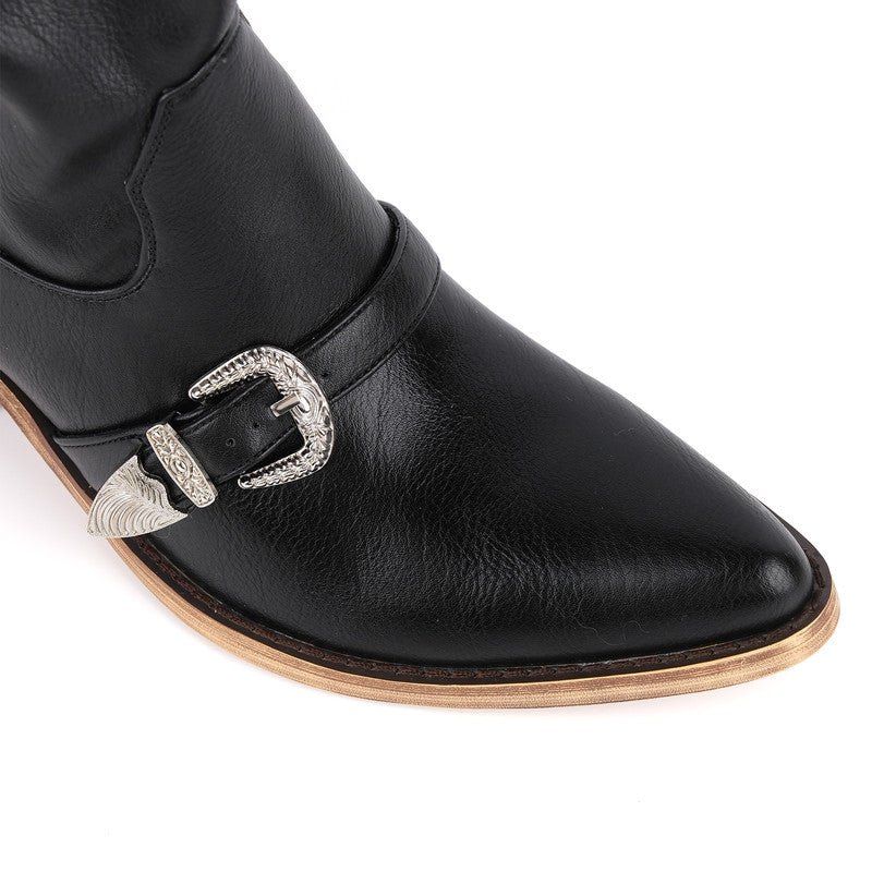 Poined Toe Lace Up Buckle Women Boots