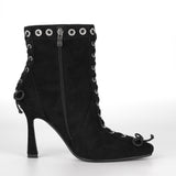 Pointed Toe Lace Up Stiletto Ankle Boots