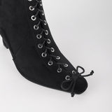 Pointed Toe Lace Up Stiletto Ankle Boots