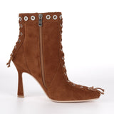 Pointed Toe Lace Up Stiletto Ankle Boots