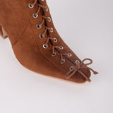 Pointed Toe Lace Up Stiletto Ankle Boots
