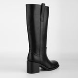 Square Toe Patent Leather Chunky Heel Boots